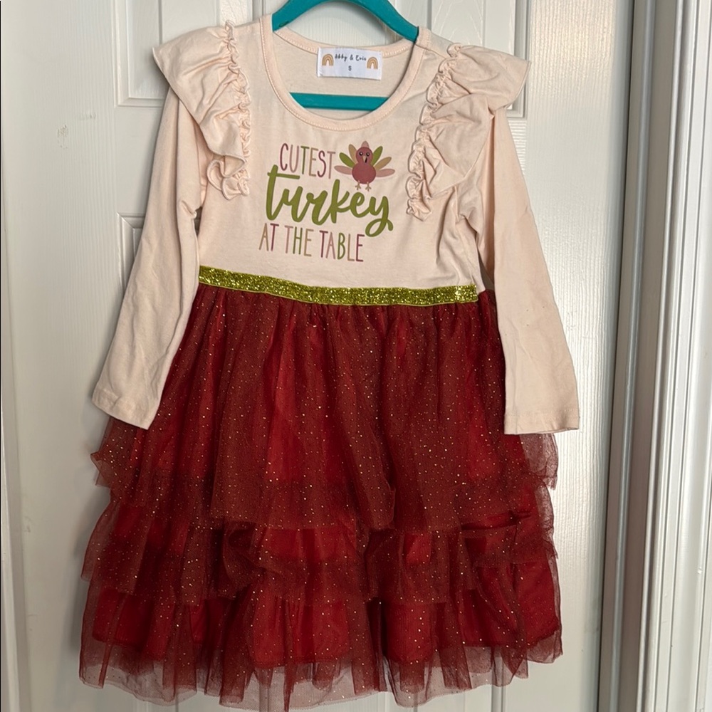 Abby & Evie Cute Turkey Themed Dress